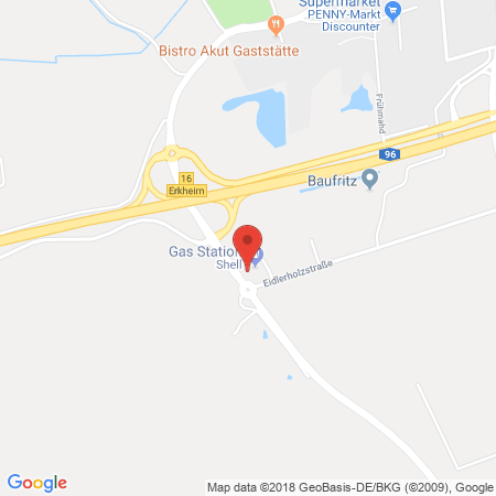 Position der Autogas-Tankstelle: Shell Tankstelle in 87746, Erkheim