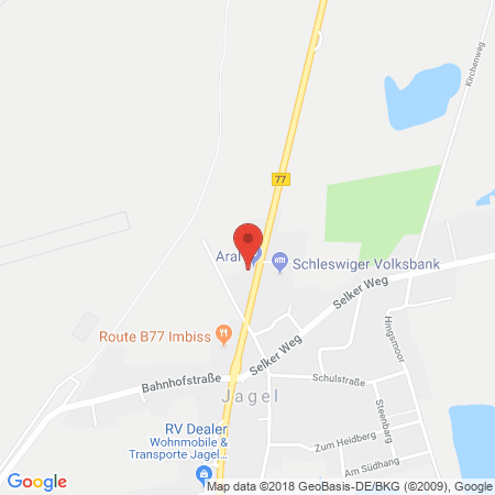 Position der Autogas-Tankstelle: Aral Tankstelle in 24878, Jagel