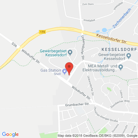 Position der Autogas-Tankstelle: Shell Tankstelle in 01723, Kesselsdorf