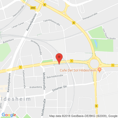 Position der Autogas-Tankstelle: T Hildesheim in 31135, Hildesheim