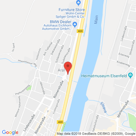 Position der Autogas-Tankstelle: Aral Tankstelle in 63785, Obernburg