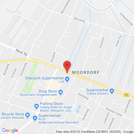 Position der Autogas-Tankstelle: Moordorf in 26624, Suedbrookmerland