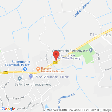 Position der Autogas-Tankstelle: Bft-willer Station 172 in 24357, Fleckeby