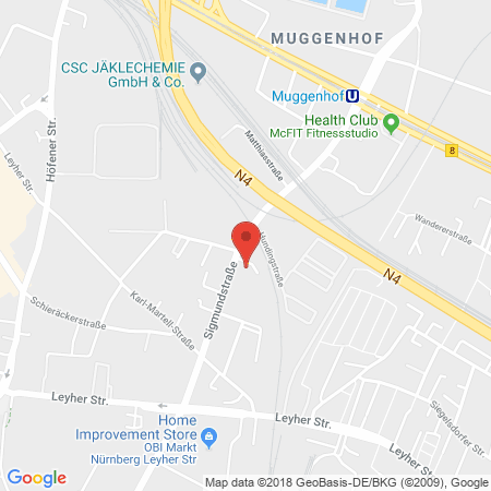 Position der Autogas-Tankstelle: Esso Tankstelle in 90431, Nuernberg