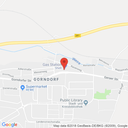 Position der Autogas-Tankstelle: Shell Tankstelle in 07318, Saalfeld