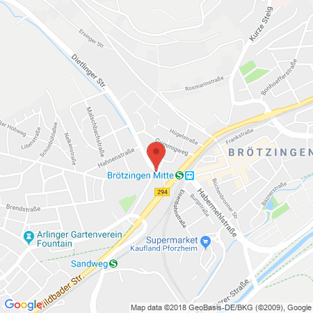 Position der Autogas-Tankstelle: Tp-tankstelle Brötzingen in 75179, Pforzheim
