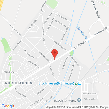 Position der Autogas-Tankstelle: Bruchhausen in 76275, Ettlingen