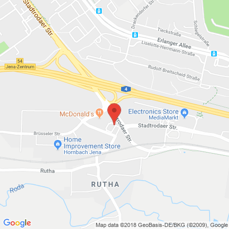 Position der Autogas-Tankstelle: Aral Tankstelle in 07747, Jena-lobeda
