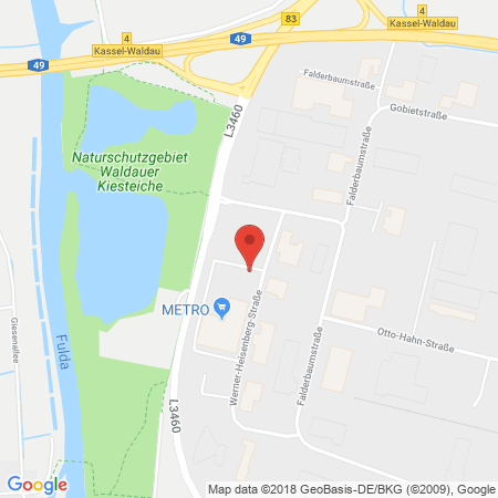 Position der Autogas-Tankstelle: Supermarkt-tankstelle Kassel Werner Heisenbergstr. 10 in 34123, Kassel