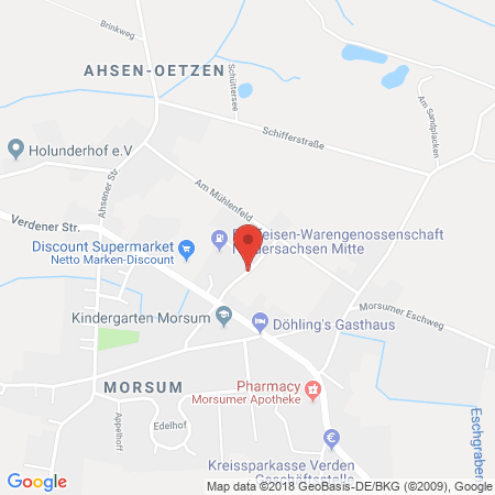 Standort der Autogas Tankstelle: Raiffeisenwarengenossenschaft Grafschaft Hoya e.G. in 27321, Morsum
