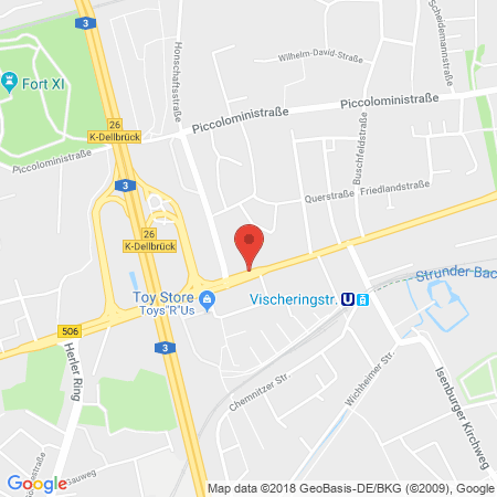 Position der Autogas-Tankstelle: Aral Tankstelle in 51067, Köln