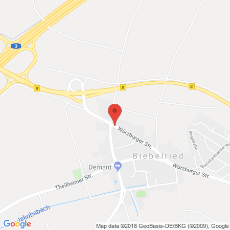 Position der Autogas-Tankstelle: Total Biebelried in 97318, Biebelried