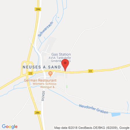 Position der Autogas-Tankstelle: AVIA Tankstelle in 97357, Prichsenstadt-neuses