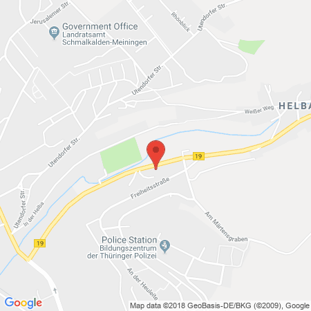Position der Autogas-Tankstelle: Elf Meiningen in 98617, Meiningen