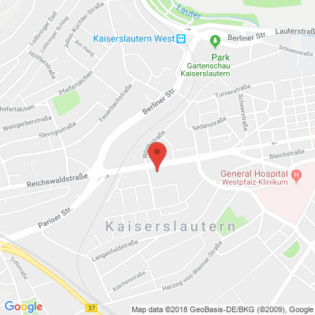 Position der Autogas-Tankstelle: JET Tankstelle in 67655, Kaiserslautern