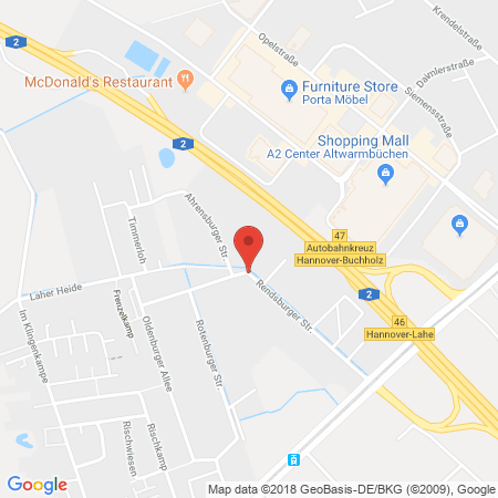 Position der Autogas-Tankstelle: Auto Schrader in 30659, Hannover