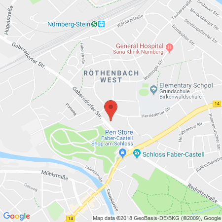 Position der Autogas-Tankstelle: JET Tankstelle in 90449, Nuernberg