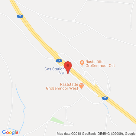 Position der Autogas-Tankstelle: Aral Tankstelle, Bat Großenmoor West in 36151, Burghaun