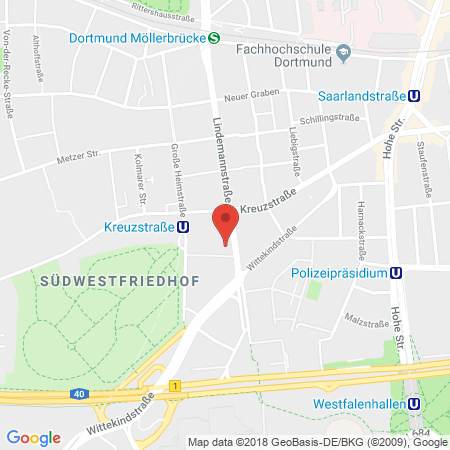 Position der Autogas-Tankstelle: Aral Tankstelle in 44137, Dortmund