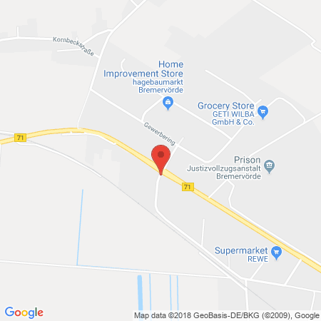 Position der Autogas-Tankstelle: Raiffeisen-Tankstelle in 27432, Bremervörde