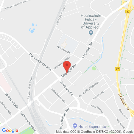 Position der Autogas-Tankstelle: JET Tankstelle in 36037, Fulda