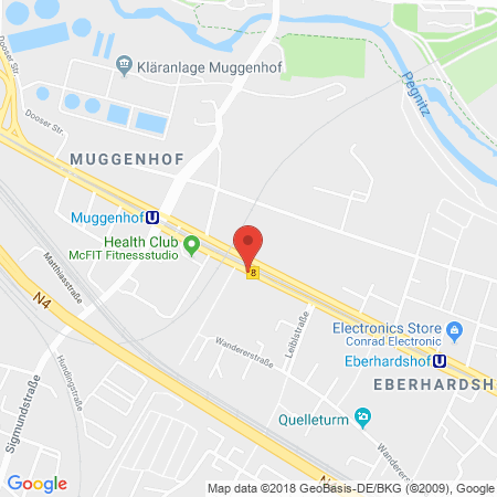 Position der Autogas-Tankstelle: JET Tankstelle in 90429, Nuernberg