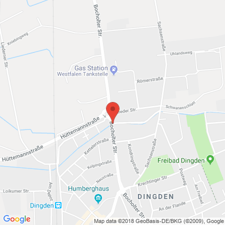 Position der Autogas-Tankstelle: Westfalen-Tankstelle S. Duvenbeck in 46499, Hamminkeln