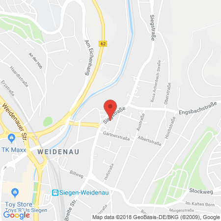 Position der Autogas-Tankstelle: Aral Tankstelle in 57076, Siegen