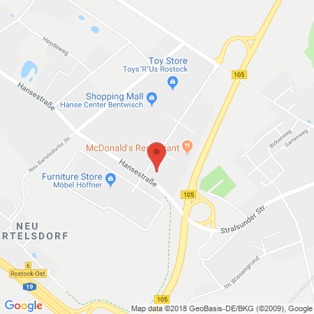 Position der Autogas-Tankstelle: Supermarkt-tankstelle Rostock-bentwisch Hansestr. 47 in 18182, Rostock-bentwisch