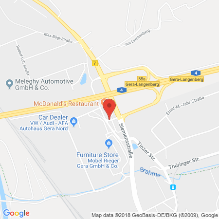 Position der Autogas-Tankstelle: Aral Tankstelle in 07546, Gera