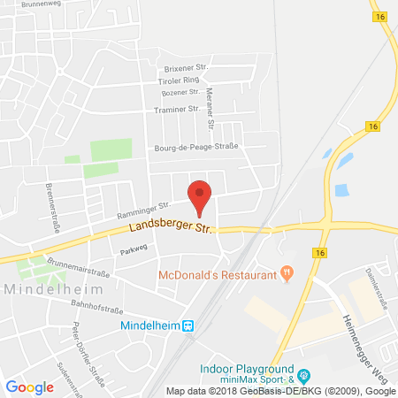 Position der Autogas-Tankstelle: Esso Tankstelle in 87719, Mindelheim