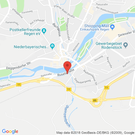 Position der Autogas-Tankstelle: OMV Tankstelle in 94209, Regen