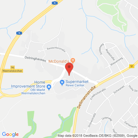 Position der Autogas-Tankstelle: Rewe Tankstelle in 42929, Wermelskirchen