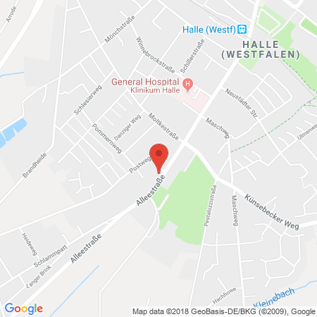 Position der Autogas-Tankstelle: Esso Tankstelle in 33790, Halle