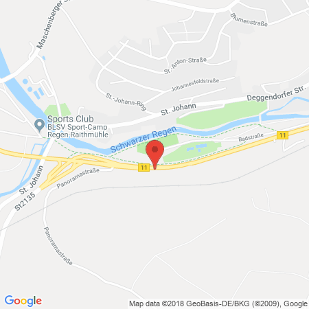 Position der Autogas-Tankstelle: ARAL Tankstelle in 94209, Regen