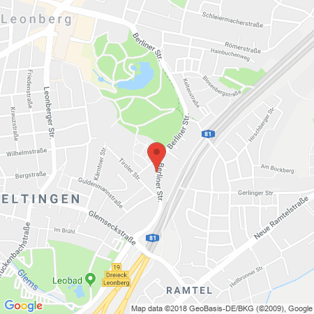 Position der Autogas-Tankstelle: Agip Tankstelle in 71229, Leonberg