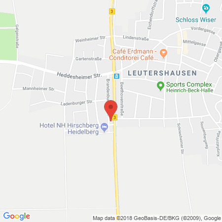 Position der Autogas-Tankstelle: AVIA Tankstelle in 69493, Hirschberg-leutershausen