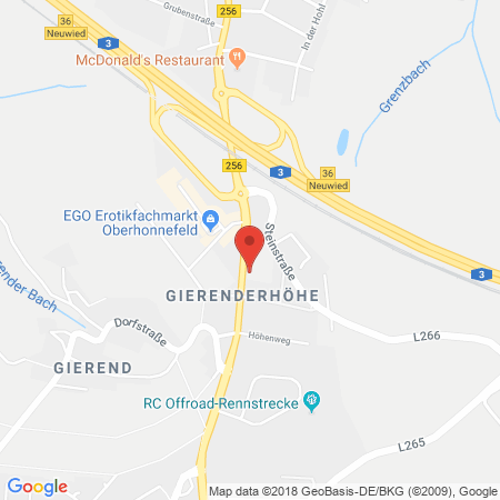 Position der Autogas-Tankstelle: Bell Oil in 56587, Oberhonnefeld-gierend