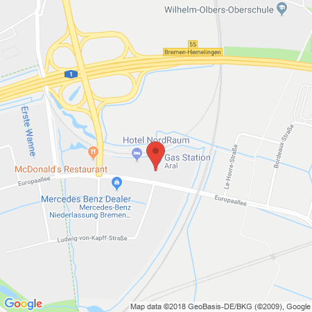 Position der Autogas-Tankstelle: Aral Tankstelle in 28309, Bremen