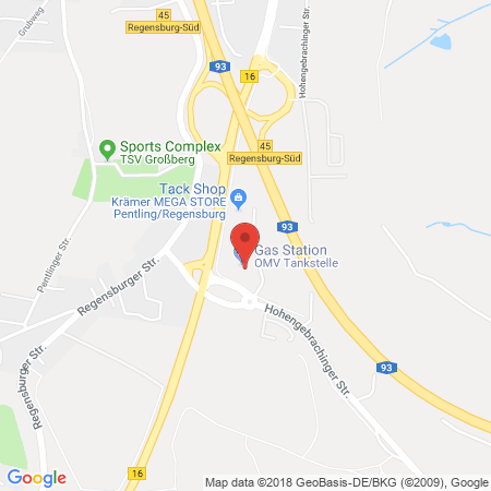 Position der Autogas-Tankstelle: OMV Tankstelle in 93080, Pentling