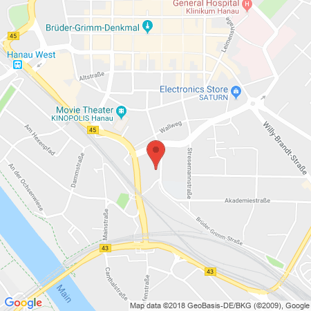 Position der Autogas-Tankstelle: Bft-tankstelle Förster, Hanau in 63450, Hanau