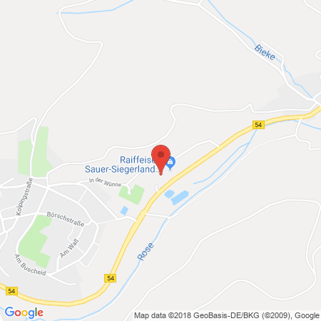 Position der Autogas-Tankstelle: Raiffeisen Drolshagen in 57489, Drolshagen