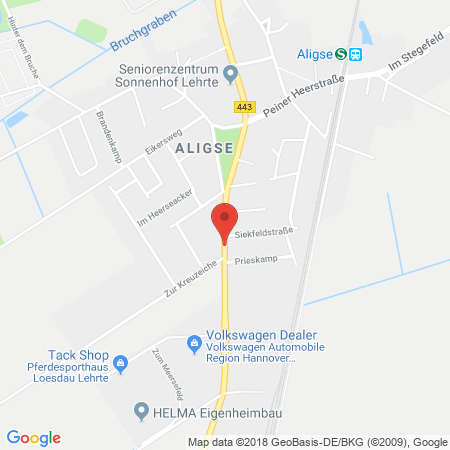 Position der Autogas-Tankstelle: ARAL Station Jantzon & Hocke KG in 31275, Lehrte-Aligse