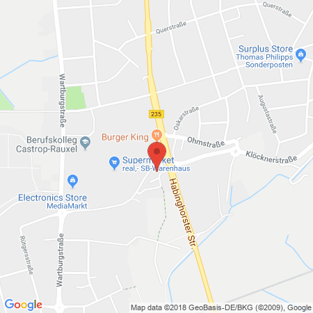 Position der Autogas-Tankstelle: Supermarkt-tankstelle Am Real,- Markt Castrop-rauxel Siemensstr. 10 in 44579, Castrop-rauxel