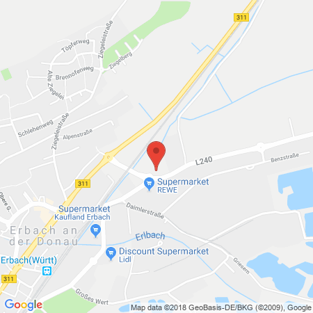Position der Autogas-Tankstelle: HEM Tankstelle in 89155, Erbach