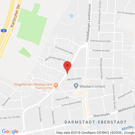 Position der Autogas-Tankstelle: Aral Tankstelle in 64297, Darmstadt