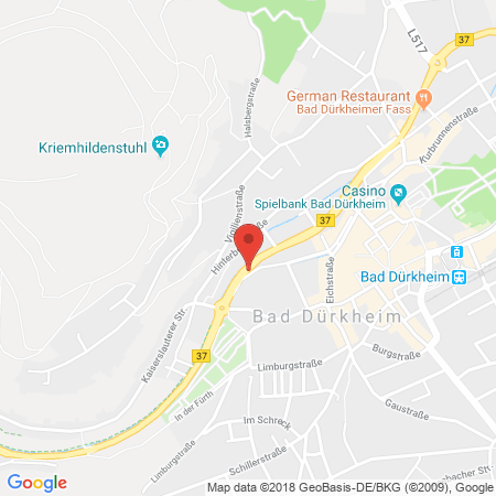 Position der Autogas-Tankstelle: Agip Tankstelle in 67098, Bad Duerkheim