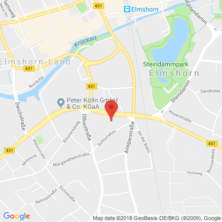 Position der Autogas-Tankstelle: Esso Tankstelle in 25336, Elmshorn