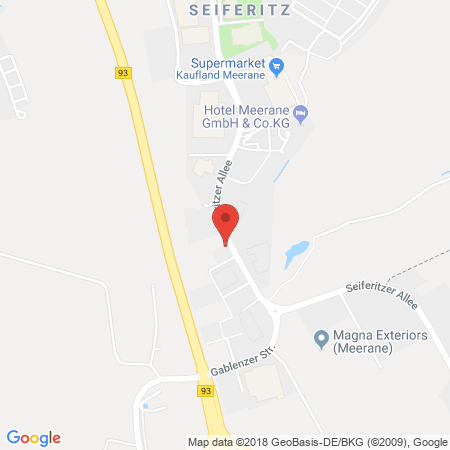 Position der Autogas-Tankstelle: Supermarkt Meerane in 08393, Meerane