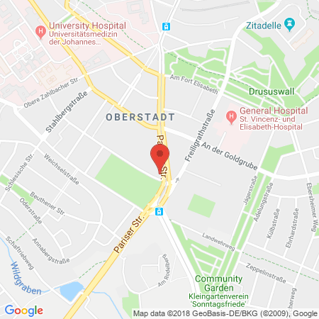 Position der Autogas-Tankstelle: Esso Tankstelle in 55131, Mainz